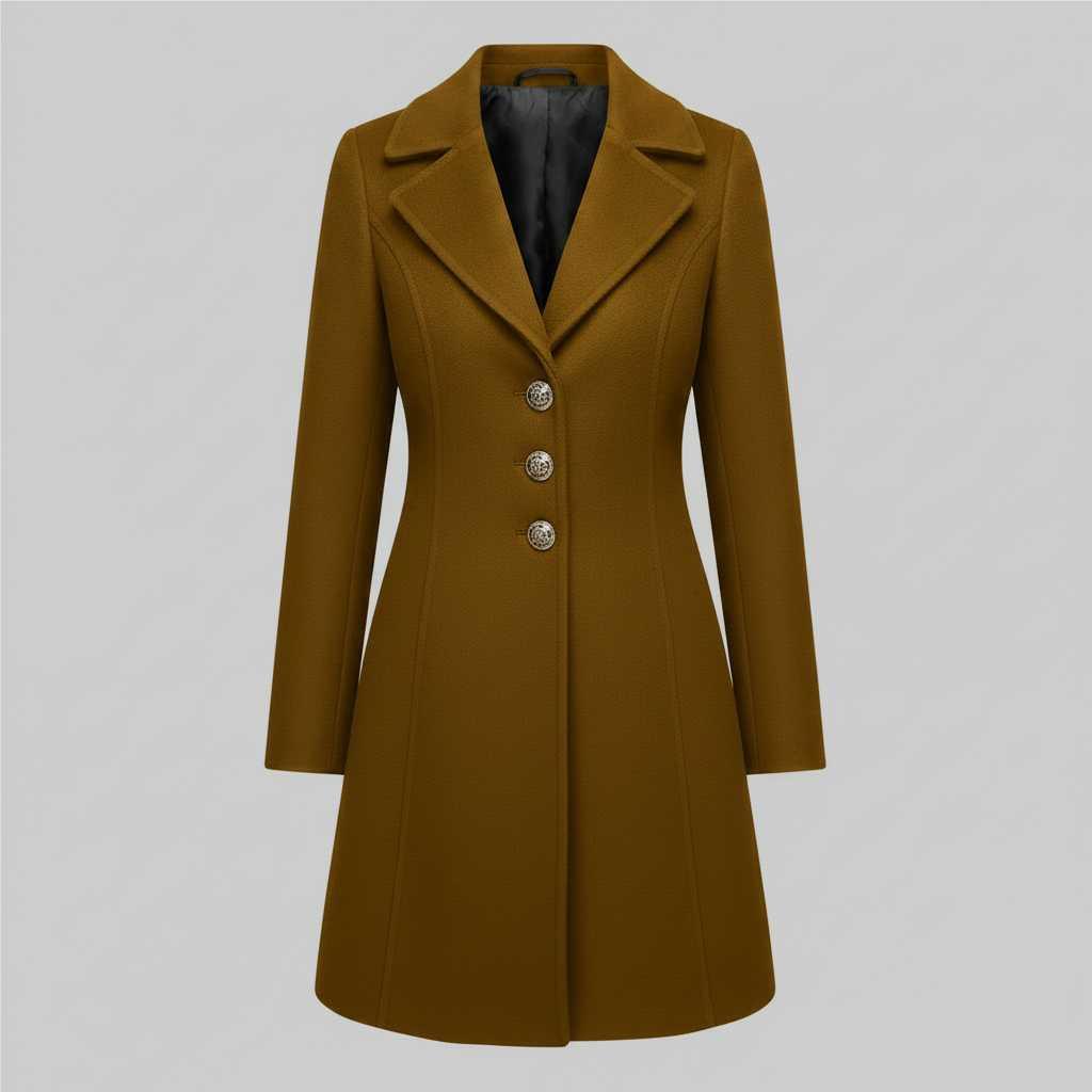 Elegant Wool Coat with Buttons | Women's Winter Coat