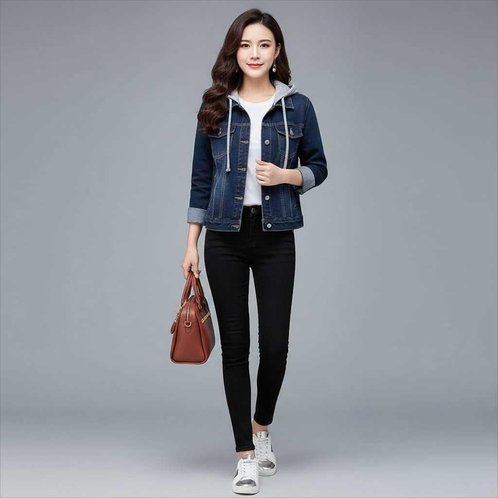 Denim Jacket with Removable Hood | Women's Casual Outerwear