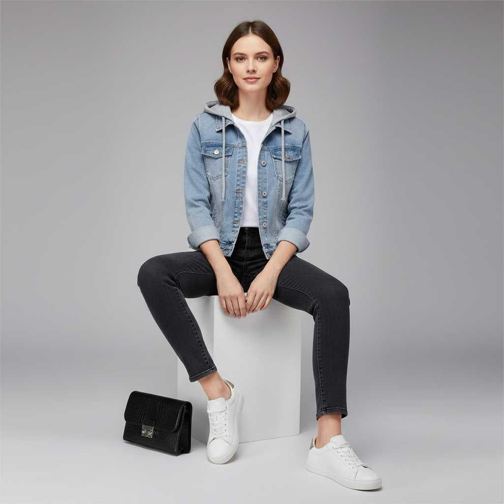 Denim Jacket with Removable Hood | Women's Casual Outerwear