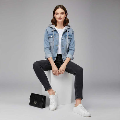 Denim Jacket with Removable Hood | Women's Casual Outerwear