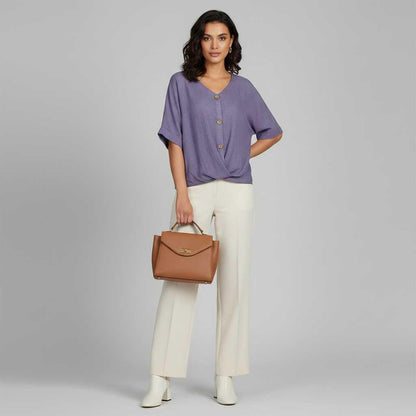 Elegant V-Neck Blouse | Women's Long Sleeve Fashion Top