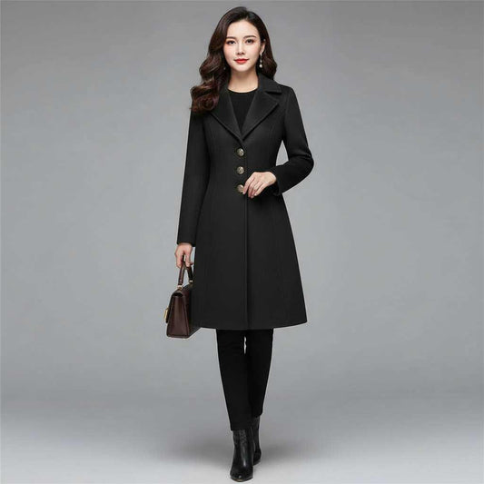 Elegant Wool Coat with Buttons | Women's Winter Coat