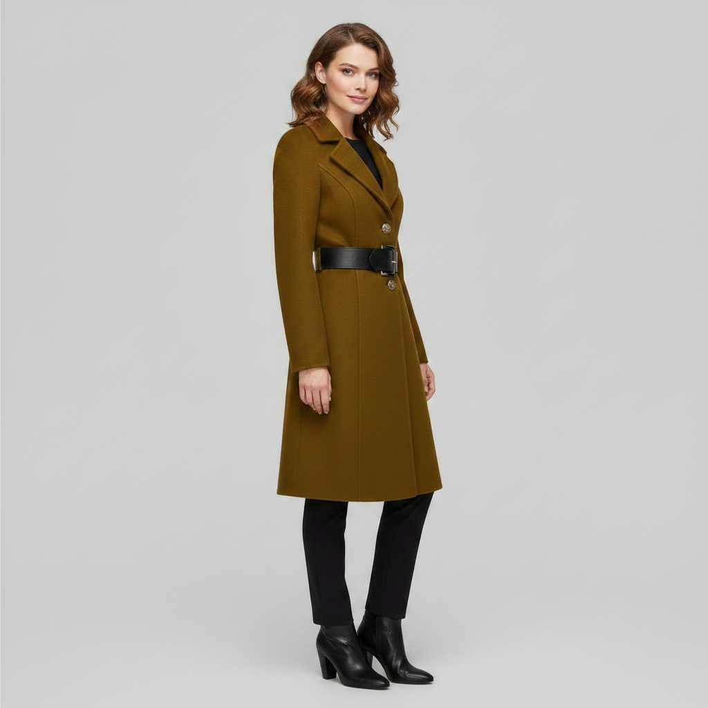 Elegant Wool Coat with Buttons | Women's Winter Coat