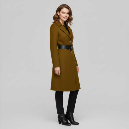 Elegant Wool Coat with Buttons | Women's Winter Coat