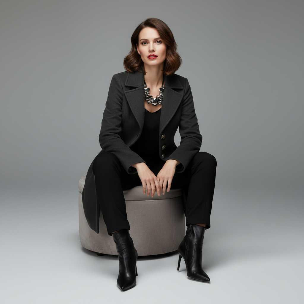 Elegant Wool Coat with Buttons | Women's Winter Coat