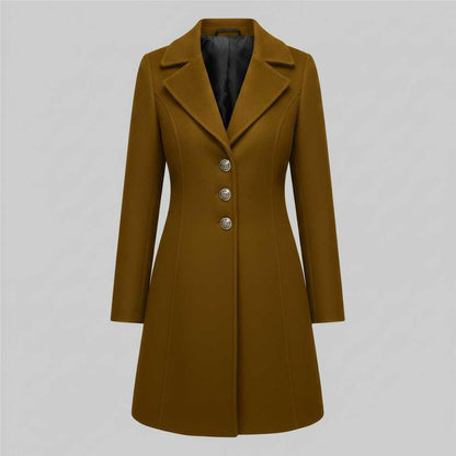 Elegant Wool Coat with Buttons | Women's Winter Coat