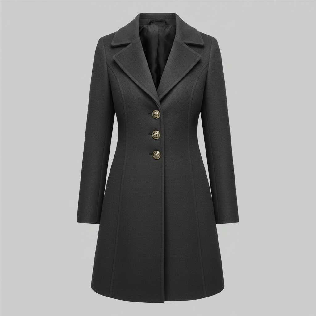 Elegant Wool Coat with Buttons | Women's Winter Coat