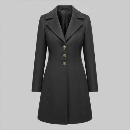 Elegant Wool Coat with Buttons | Women's Winter Coat