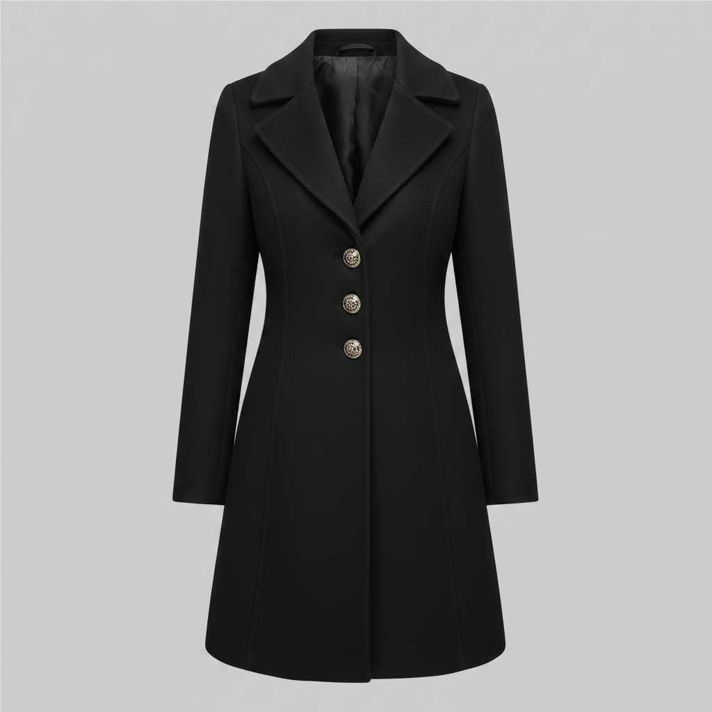 Elegant Wool Coat with Buttons | Women's Winter Coat