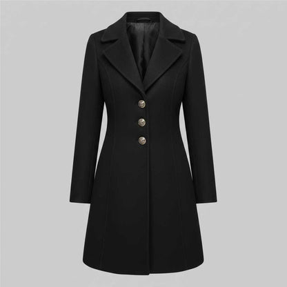 Elegant Wool Coat with Buttons | Women's Winter Coat